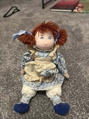 Cloth Rag Doll Handmade Redhead Unsigned 13  Flower Dress Teddy Bear
