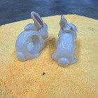 Hand Painted White Ceramic Bunny Rabbit Napkin Rings, Set of 2, Easter — photo 3