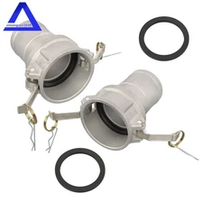 2PCS Type C Aluminum Cam and Groove Hose Fitting 3" with Camlock Gasket Camlock