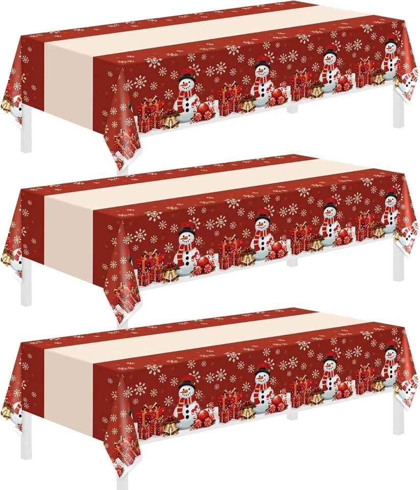 Christmas Plastic Tablecloths 3 Pack 54 x 108 Inches Holiday Party Decor - Image 3 of 4