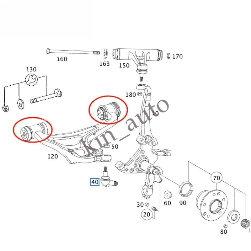 Kit de buje de brazo de control inferior delantero de 6 piezas para Mercedes Benz W240 MAYBACH 62 57 Foto 3 de 4
