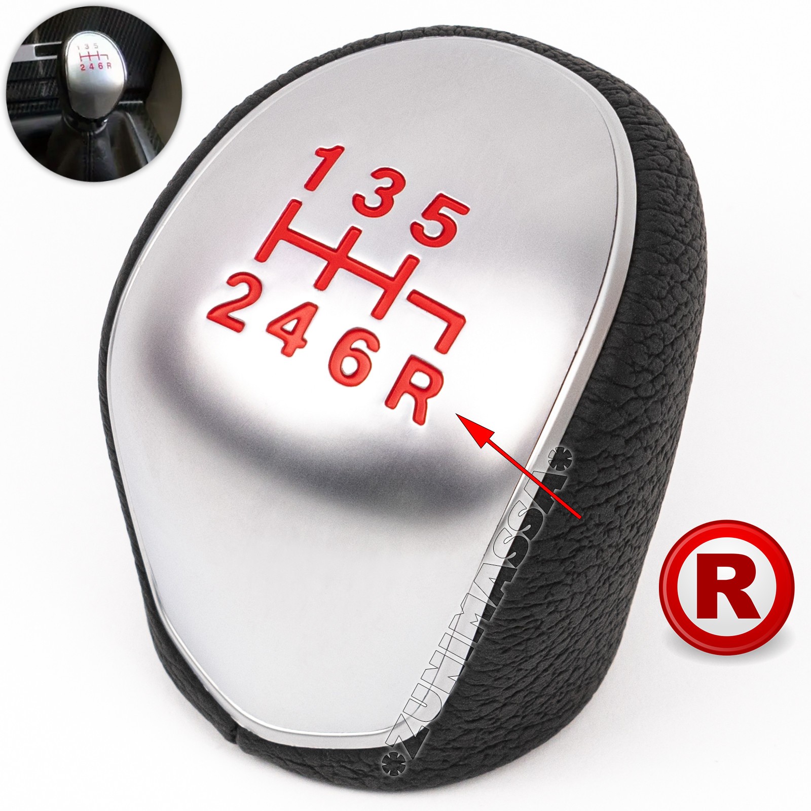 Pommeau de vitesse 6R ergonomique en ABS argent pour commande de boîte Ford C-Max