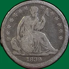 1838 Large Stars, No Drapery Seated Liberty Dime Very Good VG Coin #35732