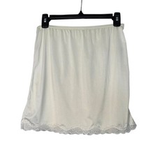 Vintage Mel-Lin Half Slip Ivory Nylon Lacey edge Pull on Size Large USA