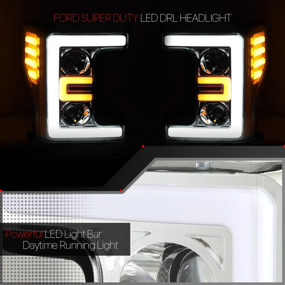 Se adapta a Super Duty 2017-2019 {BARRA ELÉCTRICA LED DUAL} Faro proyector de esquina cromado/ámbar Foto 4 de 4