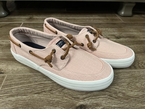 Sperry Women's Pink Canvas Boat Shoes STS88187 Memory Foam Size 9