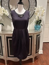 Simply Vera Vera Wang Purple Satin Sheath Dress Beaded Knee Length Sleeveless 4