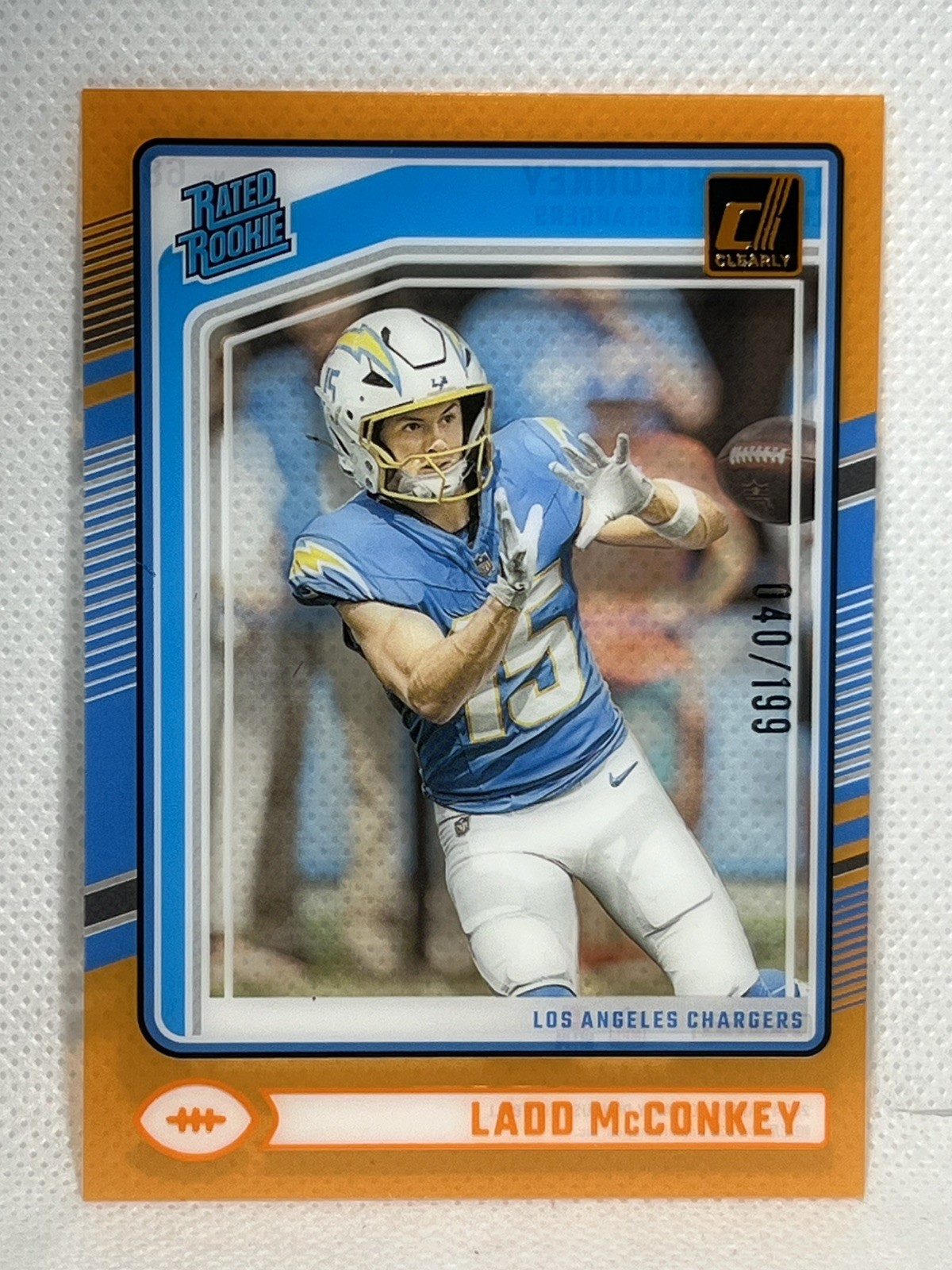 2024 Panini Clearly Donruss - Rated Rookie Ladd McConkey #68 Orange /199 (RC)