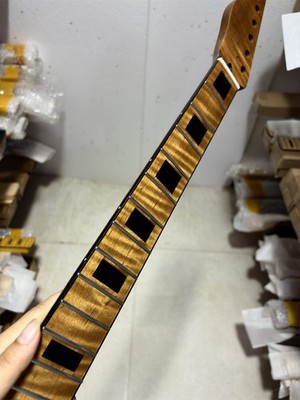 Reverse head black blocks Inlay 22Fret Roasted Flame maple Electric guitar Neck