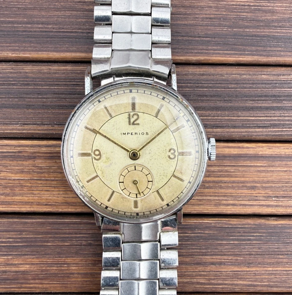 Orologio Uomo Imperios Vintage 1940 Cal AS 970 manuale quadrante bitonale - Immagine 4 di 4