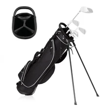 Golf Stand Cart Bag Club w/4 Way Divider Carry Organizer Pockets Storage Black