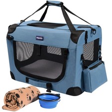 Portable Collapsible Dog Crate, Travel Dog Crate 24x17x17 with Soft Warm Blan...