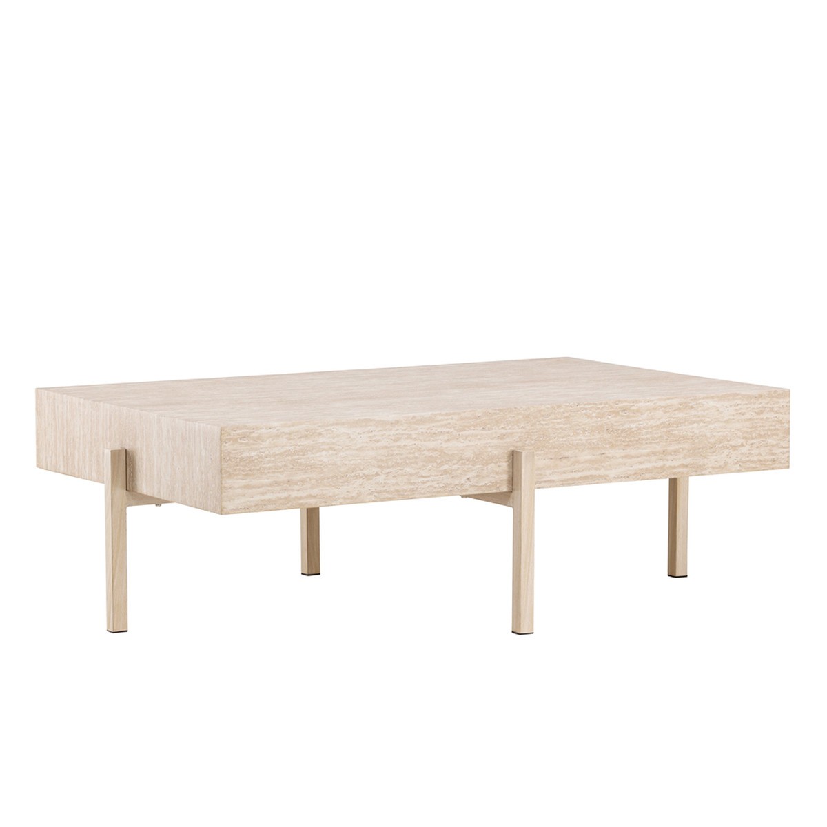 Table basse effet travertin Vadholmen 126cm beige : la douceur d'un intérieur inspirant