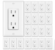 BESTTEN 20 Pack 15 Amp Tamper Resistant Decor Receptacle, Standard 20pack