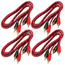 DS18 4 Pack 3 Ft 2 Channel Twisted Premium Audio Interconnect RCA Cable Pack