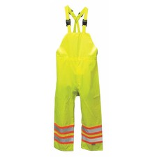 Hi-Visibility Rain Bib Pants, Polyester, Polyurethane, 33 1/2 in Inseam, 45 in