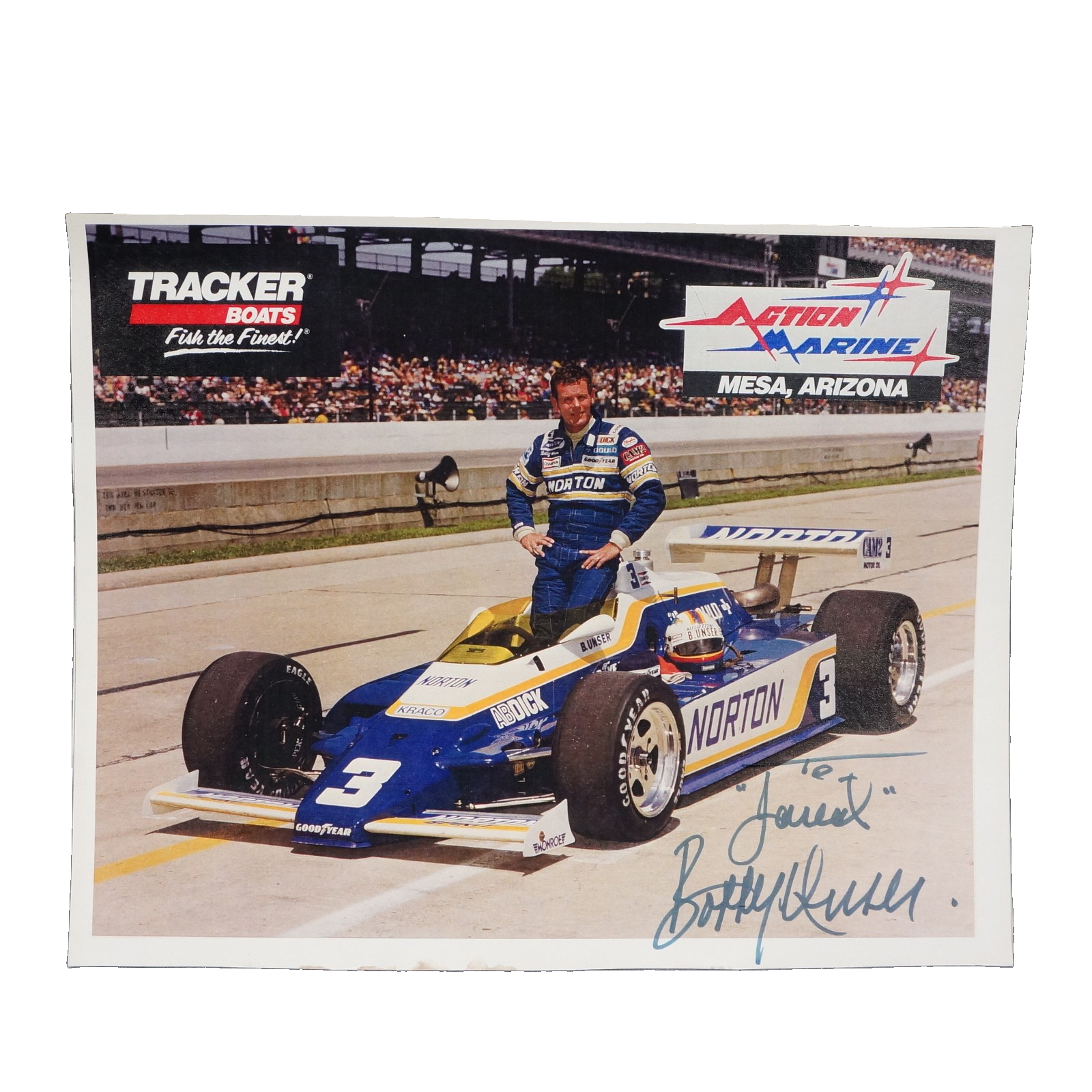 Bobby Unser Signed Autographed 8x10 1981 #3 Norton Spirit Penske PC-9B ...