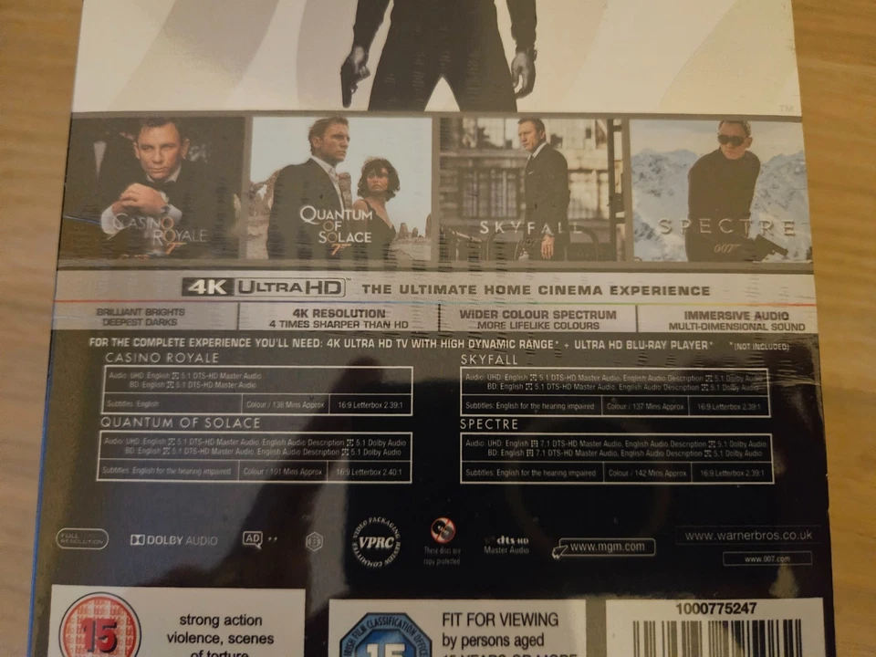 The Daniel Craig 007 - 4 Film Collection - 4K UHD + Blu-ray BRAND NEW & SEALED - Image 3 of 4