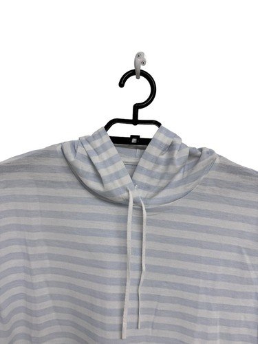 Andrew Marc Sport Women's Long Sleeve White & Blue Striped Cropped Blouse Size M - Picture 2 of 12