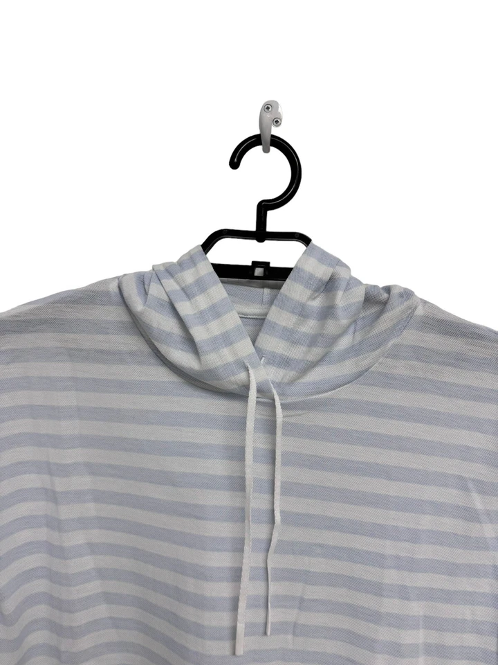 Женская спортивная блузка Andrew Marc с длинным рукавом в белую и синюю полоску укороченная размер M - Изображение 2 из 4