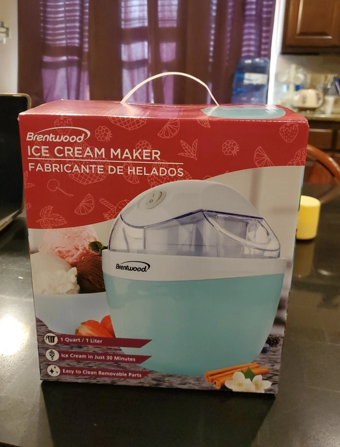 Brentwood Ice Cream Gelato Sorbet Maker Machine 1 Quart Recipes TS-1410BL