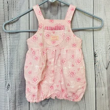 Minibee Made In Canada Boutique Shop Baby Girl Size 3/6 Month Pink Flower Romper
