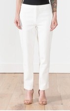 Tibi Pants White Snap Up Skinny Leg Stretch Size 8