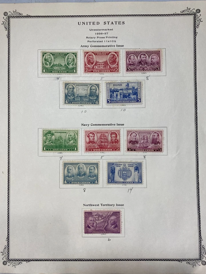 USA 1936-1937 Army & Navy commemorative issue and Northwest Territory issue. - Image 2 of 4