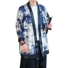 Hommes Kimono Haut Chemise Ample Long Chemisier Goutte Épaule Robe de Chambre