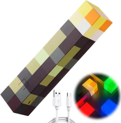 Minecraft Game Torch Lamp Led Night Light Home Decors USB Rechargeable Kids Gift