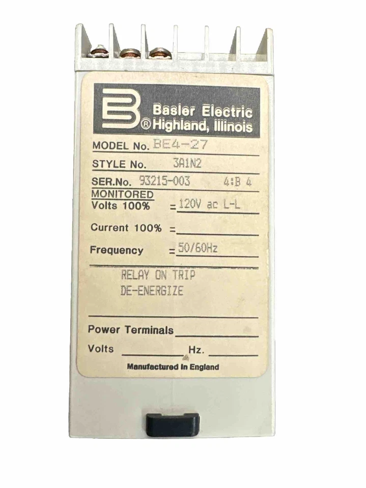 Relé de subtensión Basler Electric BE4-27 120V 12P 50/60 Hz 3A1N2 UFB Foto 2 de 4