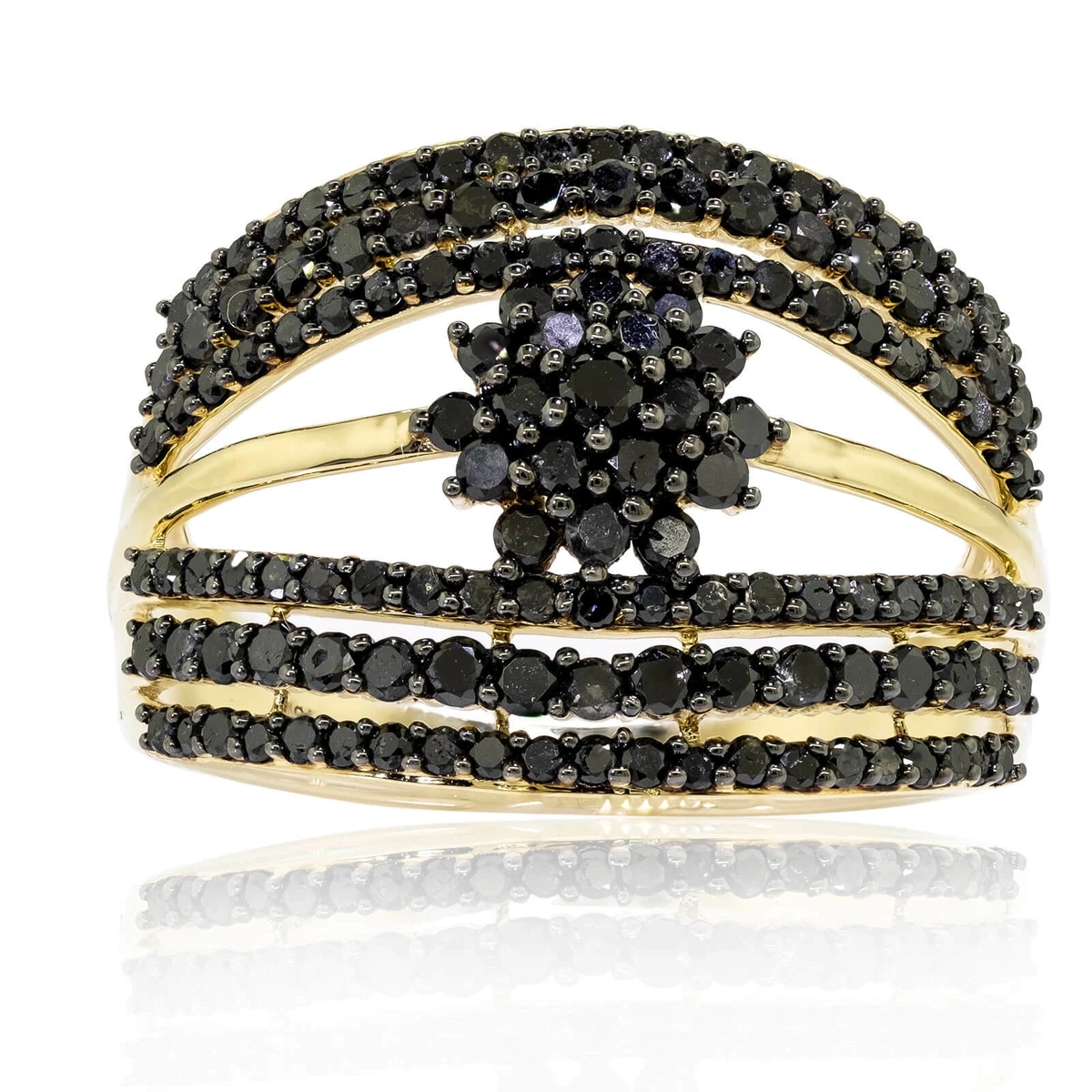 Cluster Black Diamond Ladies Fancy Engagement Ring Band Solid 10k