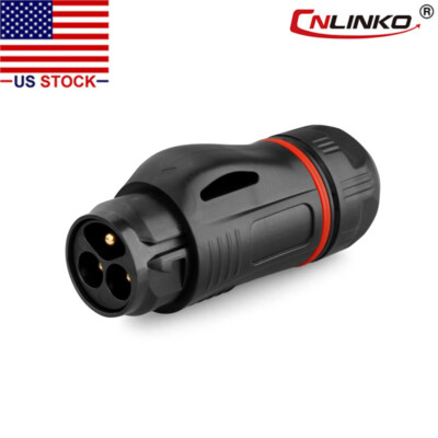 CNLINKO 3 Pin 25A Power Connector Male Plug, Outdoor Waterproof IP67 Plastic