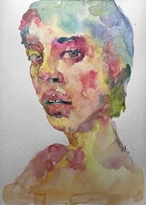 Original unique figurative portrait watercolour portrait watercolor painting picture