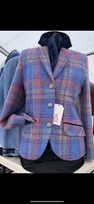 New Ladies Harris Tweed 100% Wool Pink /lilac/blue/ Check Jacket Size 8