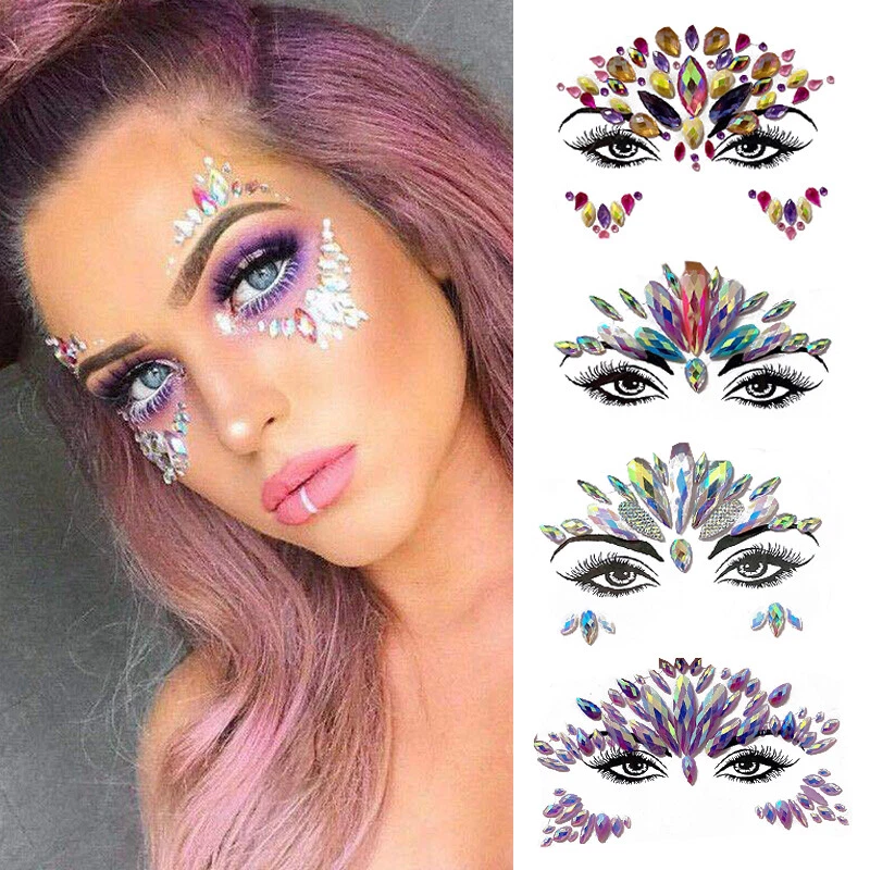 Face Jewels sticker Make Up Adhesive Temporary Tattoo Body Art Shiny Gems