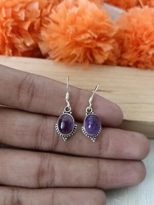 Schöne Amethyst Edelstein 925 Sterling Silber Handgemachte Ohrringe Ag-118 - Bild 1 von 4