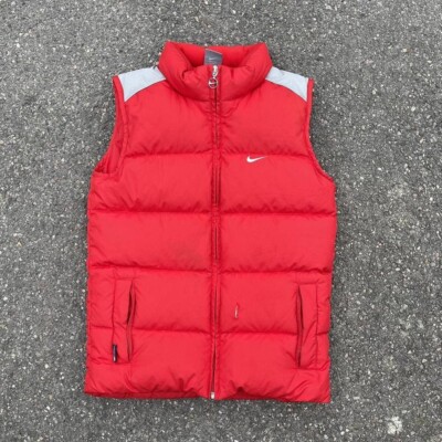 Vintage 2000s Y2K Nike Down Puffer Gilet Jacket Red S Zipped