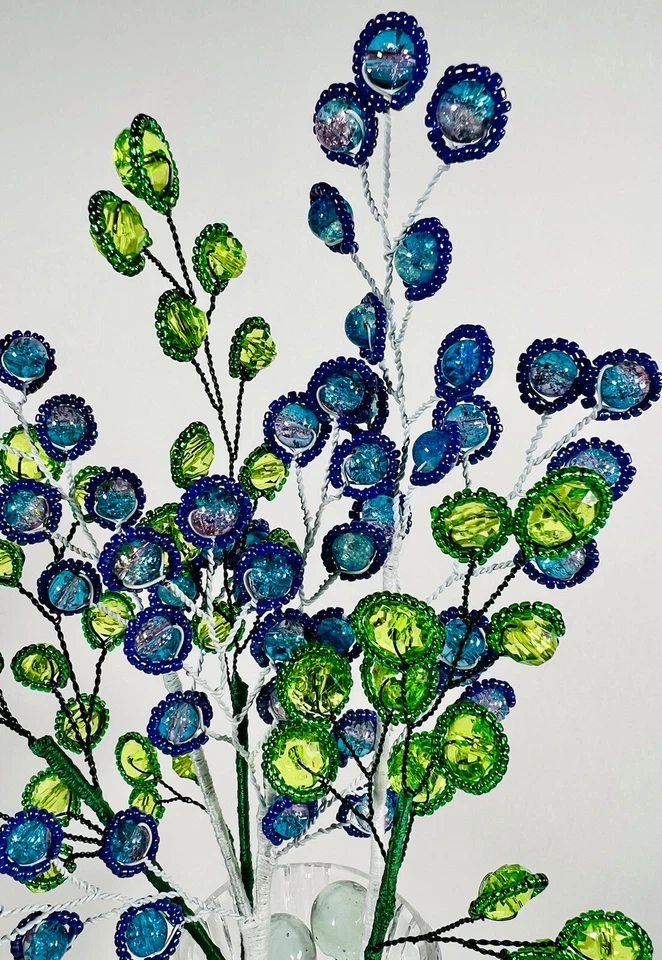 玻璃法国珠枝水晶花瓶布置手工制作  — 第 2/4 张图片