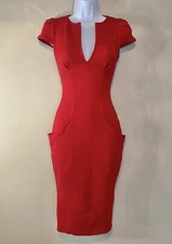 Vintage WellMade ASOS LUXE Rare2Find Y2K Red or Black Midi Dress Deep-V Neck XXS