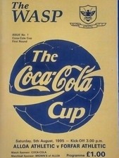 Copa Coca Cola Alloa Athletic v Forfar Athletic 5/8/1995 primera ronda. RARO