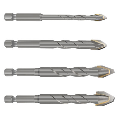 4PCS Eccentric Twist Drill Bit, 1/4 Inch Hex Shank, for Tile/Plastic/Wood/Brick