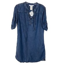 NWT Womens Size Medium Philosophy Blue Tencel Denim Mini Dress with Pockets
