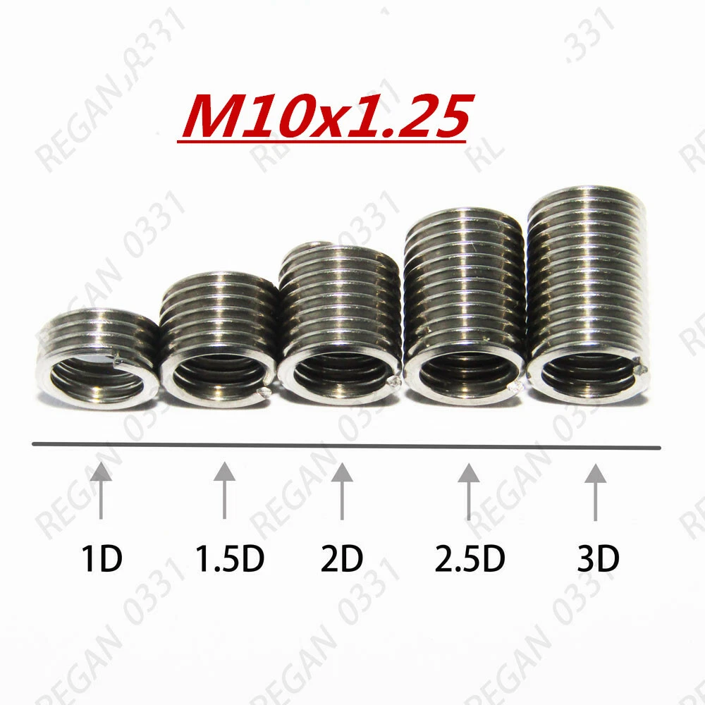 Fine Thread M10 x 1.25 Helicoil Insert 304 Stainless Steel Wire 
