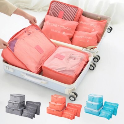 6 Teile/satz Rosa/Blau/Grau Reise Lagerung Tasche Große Kapazität Wasserdichte