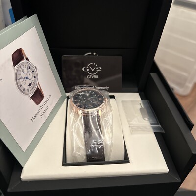 Gevril GV2 Maestro Swiss-Made Sapphire Crystal Rose Gold Brown Leather Band