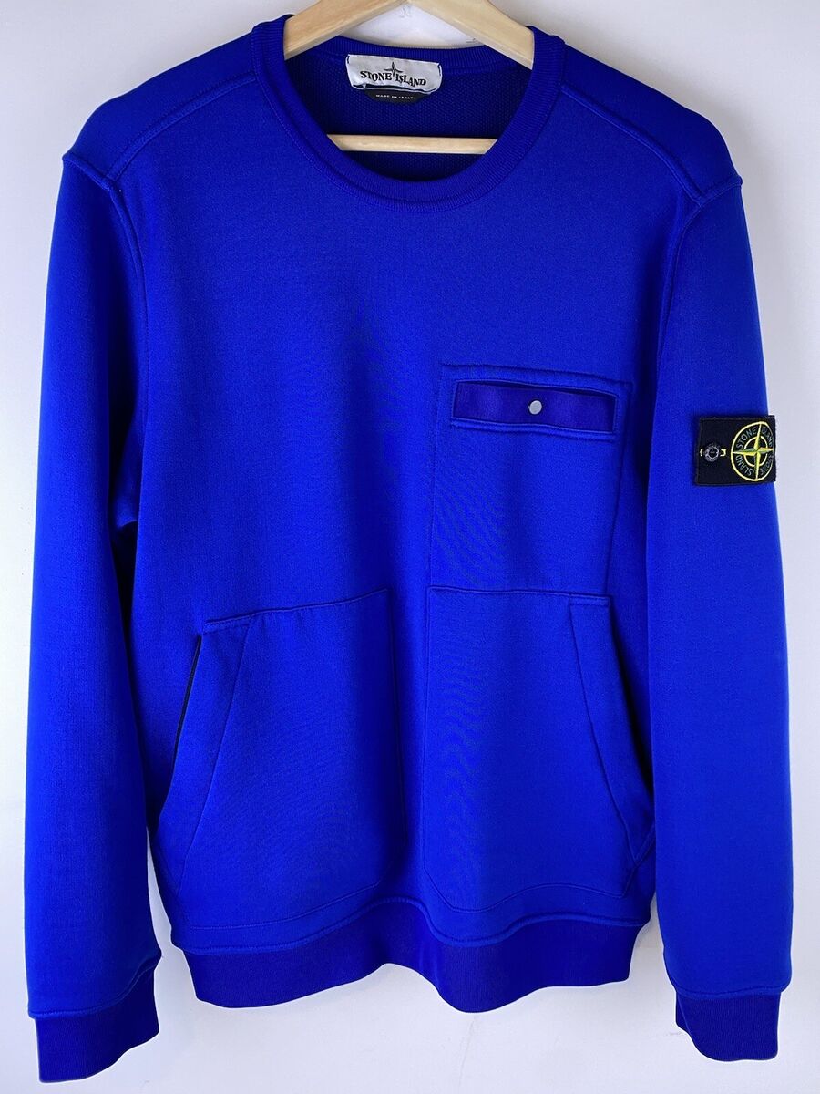 Stone Island Blue Crew Neck Multi Pocket Fleece Sweatshirt Stone Island Blue Crew Neck Multi Pocket Fleece Sweatshirt