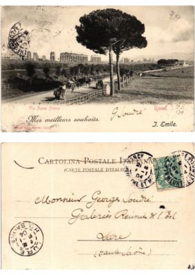 Old postcard AK My Best Wishes. ROME Via Appia Nuova ITALY (550849)