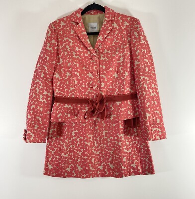 Moschino Cheap and Chic 2PC Skirt Suit Womens 14 Beige/Red Floral Blazer Buttons