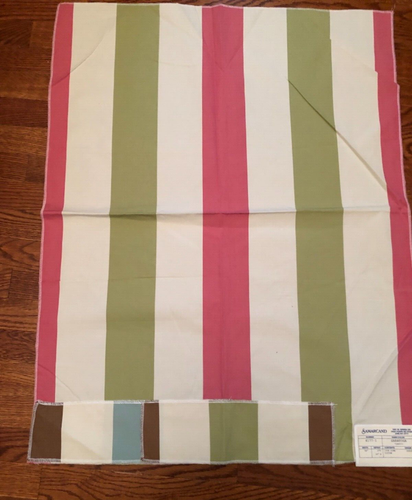 SAMARCAND Saratoga Stripe in Pink & Green 27 1/2 x 35 3/4" Cotton Fabric Sample